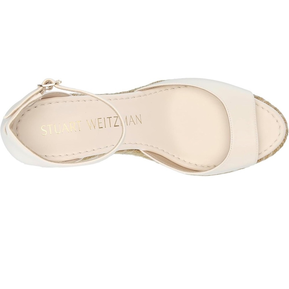 Stuart Weitzman Seashell Leather Espadrille Wedge Sandals Nidistia Womens 11 New - Picture 4 of 8